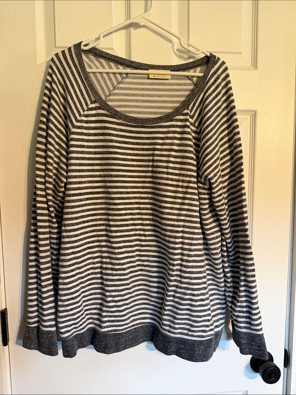 Bobbie Brooks Black and White Striped Scoop Neck Sweater